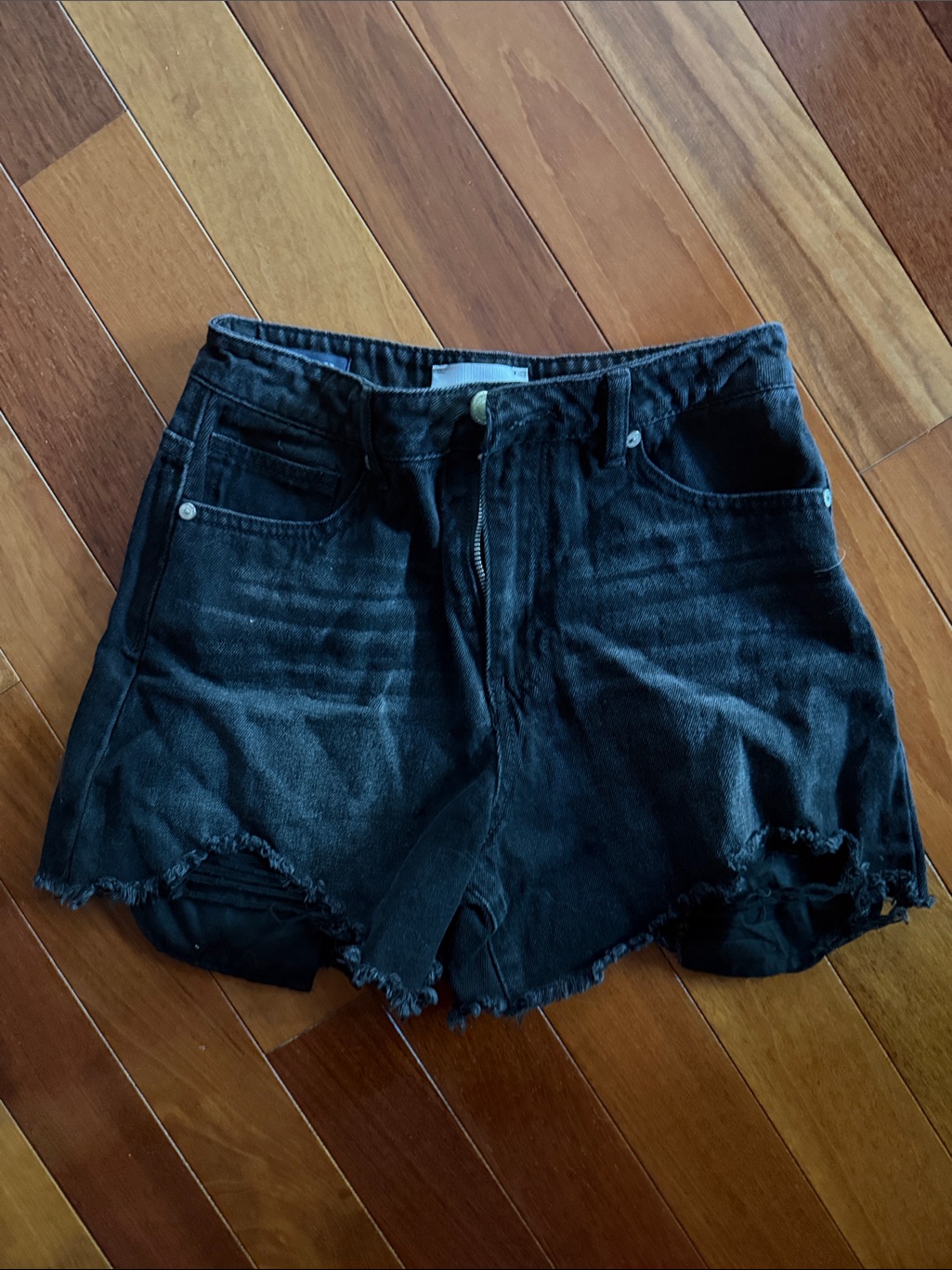 Habitual Black Frayed Hem Denim Shorts